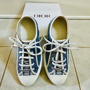 Dior Walk N Dior Sneakers, sz 37.5 Quilted Denim, Like New!
